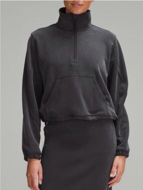 Lululemon Cropped Quarter-Zip Pullover Sweatshirt - Dark grey